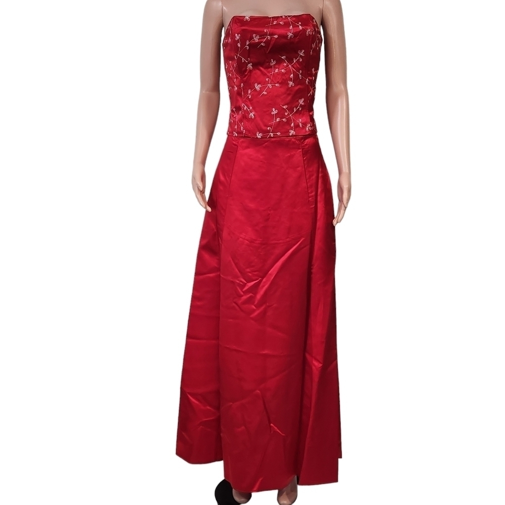 Jessica McClintock for Gunne Sax Vintage 90’s/Y2k Red Satin 2 Piece Corset Set